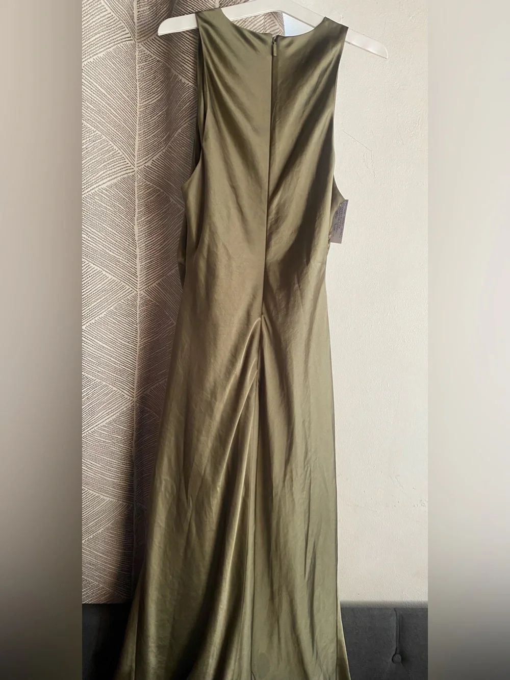 WILFRED SATIN MAXI DRESS OLIVE GREEN SLEEVELESS SZ 12 NWT - Picture 3 of 12